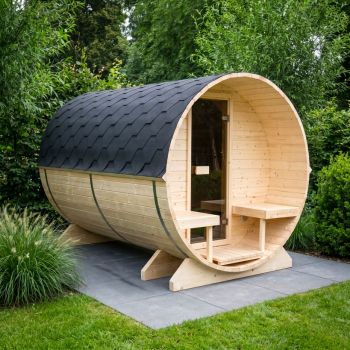 GARTENSAUNA FASSSAUNA 186 INFRAROT MIT RELAX-TERRASSE